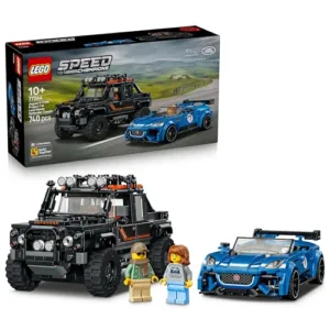 LEGO Speed Champions Jaguar Project 7 e Land Rover Defender - Kit di Modellismo STEM con 2 Macchine Giocattolo e 2 Minifigure di Piloti - Regalo di Compleanno per Bambini da 10 Anni in su - 77264
