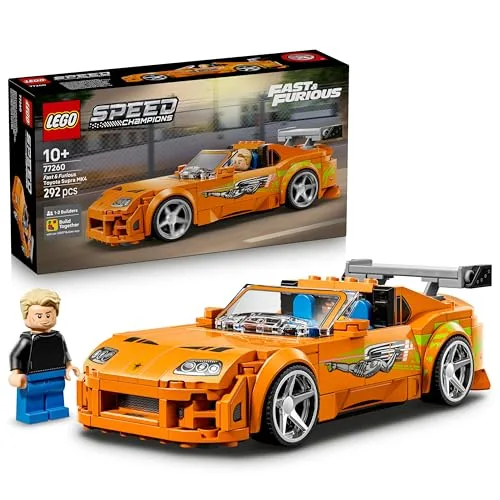 LEGO Speed Champions The Fast and The Furious Toyota Supra MK4 Macchina Giocattolo - Modello di Auto con Minifigure di Bryan O'Conner - Regalo STEM per Bambini da 10 Anni in su Fan dei Film - 77260