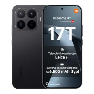 XIAOMI 17T, Smartphone 12+256GB, Display Eye-Care da 6,59" 120Hz, Batteria da 6500mAh (typ), Teleobiettivo Leica 5x, 67W HyperCharge, MediaTek Dimensity 9500, Black, Garanzia 2 anni+1 anno extra