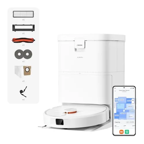 XIAOMI H50 Robot Aspirapolvere Lavapavimenti mop sollevabile, potenza aspirazione 10000Pa, sistema doppio anti-groviglio, mop&stazione autopulenti, svuotamento automatico, navigazione LDS, app e voce