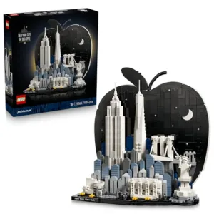 LEGO Architecture New York City – La Grande Mela - Kit Modellismo per Adulti - Decorazione da Mensola con Monumenti Simbolici tra cui Empire State Building e Ponte di Brooklyn - Regalo Fai da Te 21066