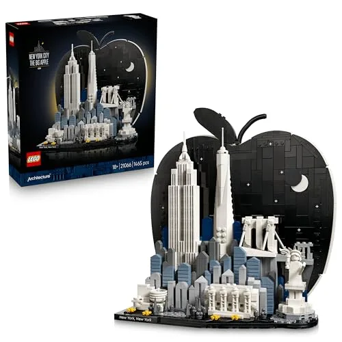 LEGO Architecture New York City – La Grande Mela - Kit Modellismo per Adulti - Decorazione da Mensola con Monumenti Simbolici tra cui Empire State Building e Ponte di Brooklyn - Regalo Fai da Te 21066