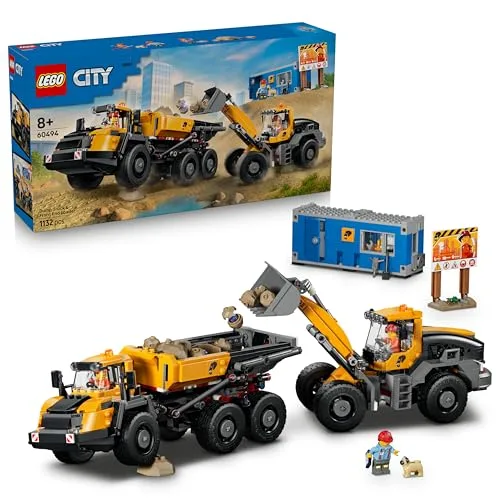 LEGO City Camion Ribaltabile e Pala Meccanica - Veicoli Giocattolo da Cantiere con Funzioni Operative e 3 Minifigure - Regalo di Compleanno STEM per Bambini da 8 Anni in su - 60494