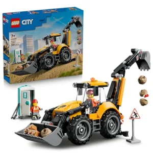 LEGO City Scavatrice da Cantiere Gialla - Veicolo Giocattolo da Cantiere - Trattore con 2 Minifigure, Benna Anteriore e Braccio Scavatore Funzionanti - Idea Regalo per Bambini da 7 Anni in su - 60480