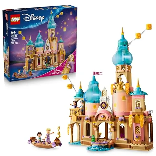 LEGO | Disney Princess Il Castello di Rapunzel Giocattolo - Modello da Esposizione con 4 Mini Bamboline, Figura di Pascal e Accessori - Regalo di Compleanno per Bambine da 6 Anni in su e Fan - 43297