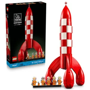 LEGO Ideas Razzo Lunare di Tintin - Kit Modellismo Spaziale per Adulti da Esposizione - 5 Minifigure e Cane Snowy - Decorazioni da Scrivania Fai da Te - Idea Regalo per i Fan dei Fumetti - 21367
