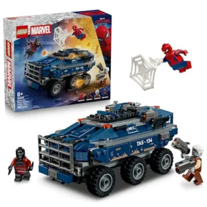 LEGO | Marvel Spider-Man: Inseguimento del Trasportatore di Detenuti - Giocattolo da Supereroi con Macchina Blindata e 4 Minifigure tra cui Lapide e Tarantula - Regalo per Bambini da 8 Anni - 76349