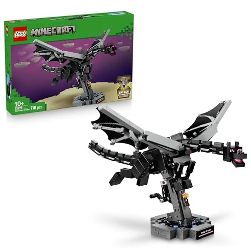 LEGO Minecraft Drago dell'End - Giocattolo Interattivo con Ali Mobili e Supporto a Forma di Portale d'Uscita - Decorazione Cameretta - Regalo per Gamer, Bambini e Bambine da 10 Anni in su - 21595