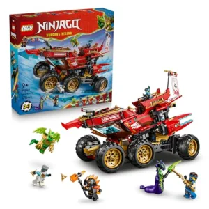 LEGO NINJAGO Bounty di Terra - Giocattolo Ninja 3 in 1 Trasformabile in Nave Volante, Macchina e Moto con 6 Minifigure - Regalo per Bambini da 9 Anni in su Fan di La Rivolta dei Draghi - 71869