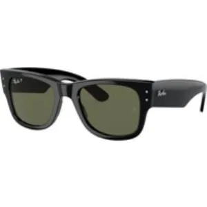Ray - Ban Unisex Ray - Ban RB0840S MEGA WAYFARER 901/58 Occhiali da sole Acetato Nero Verde Squadrata Polarizzata