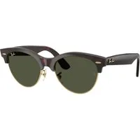 Ray - Ban Unisex Ray - Ban RB2341 CLUBMASTER WAY 990/31 Occhiali da sole Acetato Havana Verde Squadrata Normale