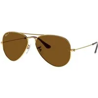 Ray - Ban Unisex Ray - Ban RB3025 AVIATOR 001/57 Occhiali da sole Metallo Oro Marrone Pilot Polarizzata