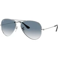 Ray – Ban Unisex Ray – Ban RB3025 AVIATOR 003/3F Occhiali da sole Metallo Argento Blu Pilot Normale Sfumato