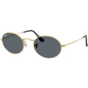 Ray - Ban Unisex Ray - Ban RB3547N OVAL 001/R5 Occhiali da sole Metallo Oro Blu Rotonda Normale