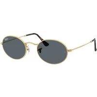 Ray - Ban Unisex Ray - Ban RB3547N OVAL 001/R5 Occhiali da sole Metallo Oro Blu Rotonda Normale