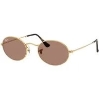 Ray – Ban Unisex Ray – Ban RB3547 OVAL 001/1A Occhiali da sole Metallo Oro Viola Rotonda Normale