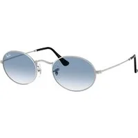 Ray – Ban Unisex Ray – Ban RB3547 OVAL 003/3F Occhiali da sole Metallo Argento Blu Rotonda Normale Sfumato
