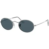 Ray - Ban Unisex Ray - Ban RB3547 OVAL 003/R5 Occhiali da sole Metallo Argento Blu Rotonda Normale