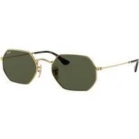 Ray – Ban Unisex Ray – Ban RB3556N OCTAGONAL 001 Occhiali da sole Metallo Oro G15 Geometrica Normale