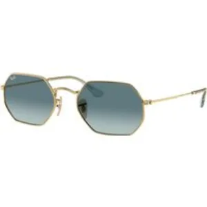 Ray - Ban Unisex Ray - Ban RB3556N OCTAGONAL 91233M Occhiali da sole Metallo Oro Blu Geometrica Normale Sfumato