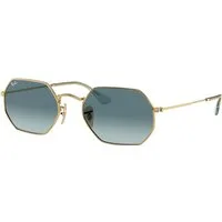Ray – Ban Unisex Ray – Ban RB3556N OCTAGONAL 91233M Occhiali da sole Metallo Oro Blu Geometrica Normale Sfumato