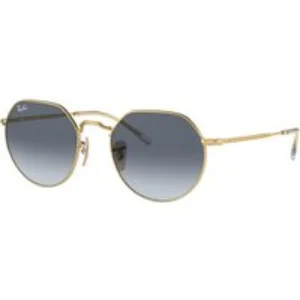 Ray - Ban Unisex Ray - Ban RB3565 JACK 001/86 Occhiali da sole Metallo Oro Blu Geometrica Normale Sfumato