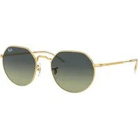 Ray – Ban Unisex Ray – Ban RB3565 JACK 001/BH Occhiali da sole Metallo Oro Verde Geometrica Normale Sfumato