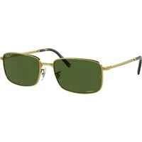 Ray – Ban Unisex Ray – Ban RB3717  9196P1 Occhiali da sole Metallo Oro Verde Squadrata Polarizzata