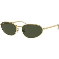 Ray - Ban Unisex Ray - Ban RB3734 001/31 Occhiali da sole Metallo Oro Verde Geometrica Normale