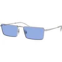 Ray - Ban Unisex Ray - Ban RB3741 EMY 003/80 Occhiali da sole Metallo Argento Blu Squadrata Normale