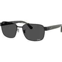 Ray - Ban Unisex Ray - Ban RB3751CH 002/K8 Occhiali da sole Metallo Nero Grigio Squadrata Polarizzata