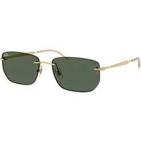 Ray - Ban Unisex Ray - Ban RB3768 001/71 Occhiali da sole Metallo Oro Verde Geometrica Normale