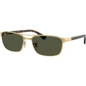 Ray - Ban Unisex Ray - Ban RB3778 001/31 Occhiali da sole Metallo Oro Verde Geometrica Normale