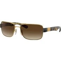 Ray - Ban Uomo Ray - Ban RB3522 001/13 Occhiali da sole Metallo Oro Marrone Squadrata Normale Sfumato
