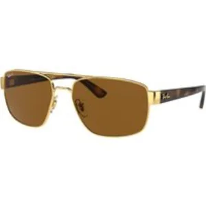 Ray - Ban Uomo Ray - Ban RB3663 001/57 Occhiali da sole Metallo Oro Marrone Geometrica Polarizzata