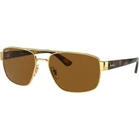Ray - Ban Uomo Ray - Ban RB3663 001/57 Occhiali da sole Metallo Oro Marrone Geometrica Polarizzata