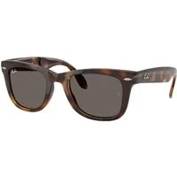 Ray - Ban Uomo Ray - Ban RB4105 FOLDING WAYFARER 710/B1 Occhiali da sole Nylon Tartaruga Grigio Squadrata Normale