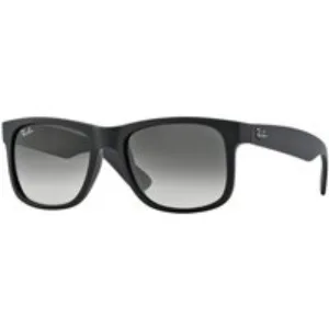 Ray - Ban Uomo Ray - Ban RB4165 JUSTIN 601/8G Occhiali da sole Iniettato Nero Grigio Squadrata Normale Sfumato