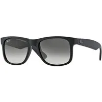 Ray - Ban Uomo Ray - Ban RB4165 JUSTIN 601/8G Occhiali da sole Iniettato Nero Grigio Squadrata Normale Sfumato