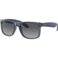 Ray – Ban Uomo Ray – Ban RB4165 JUSTIN 6596T3 Occhiali da sole Nylon Blu Grigio Squadrata Polarizzata Sfumato