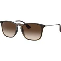 Ray - Ban Uomo Ray - Ban RB4187 CHRIS 856/13 Occhiali da sole Iniettato Tartaruga Marrone Squadrata Normale Sfumato