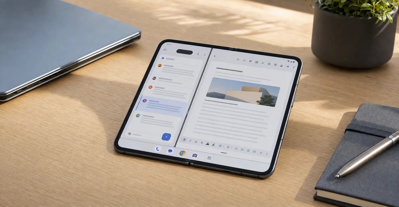 Immagine editoriale che rappresenta: Android si prepara ai pieghevoli più larghi: Google spinge le app verso il formato Wide Fold