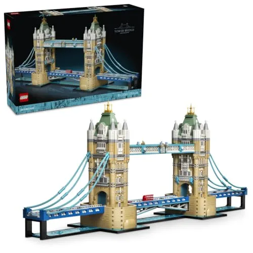 LEGO Architecture Tower Bridge - Kit di Modellismo per Adulti Fai da Te - Miniatura Monumento 3D - Decorazione con Ponte Levatoio, Base con Tamigi e Autobus di Londra - Idea Regalo da Collezione 21067