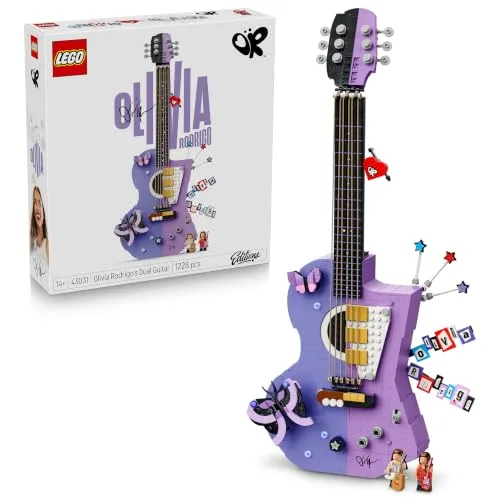 LEGO Editions La Chitarra Bicolore di Olivia Rodrigo - Kit di Modellismo 3D con 2 Minifigure, Stelle e Farfalle - Decorazione da Cameretta - Regalo Musicale per Ragazze e Fan da 14 Anni in su - 43031