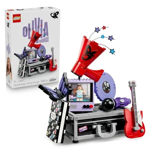 LEGO Editions La Valigetta Segreta di Olivia Rodrigo - Valigia Giocattolo con Microfono, Disco, Megafono, TV e Minifigure - Decorazione da Cameretta - Regalo per Bambine e Fan da 10 Anni in su - 43030