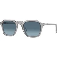 Persol Unisex Persol PO3292S 309/Q8 Occhiali da sole Acetato Grigio Blu Squadrata Normale Sfumato