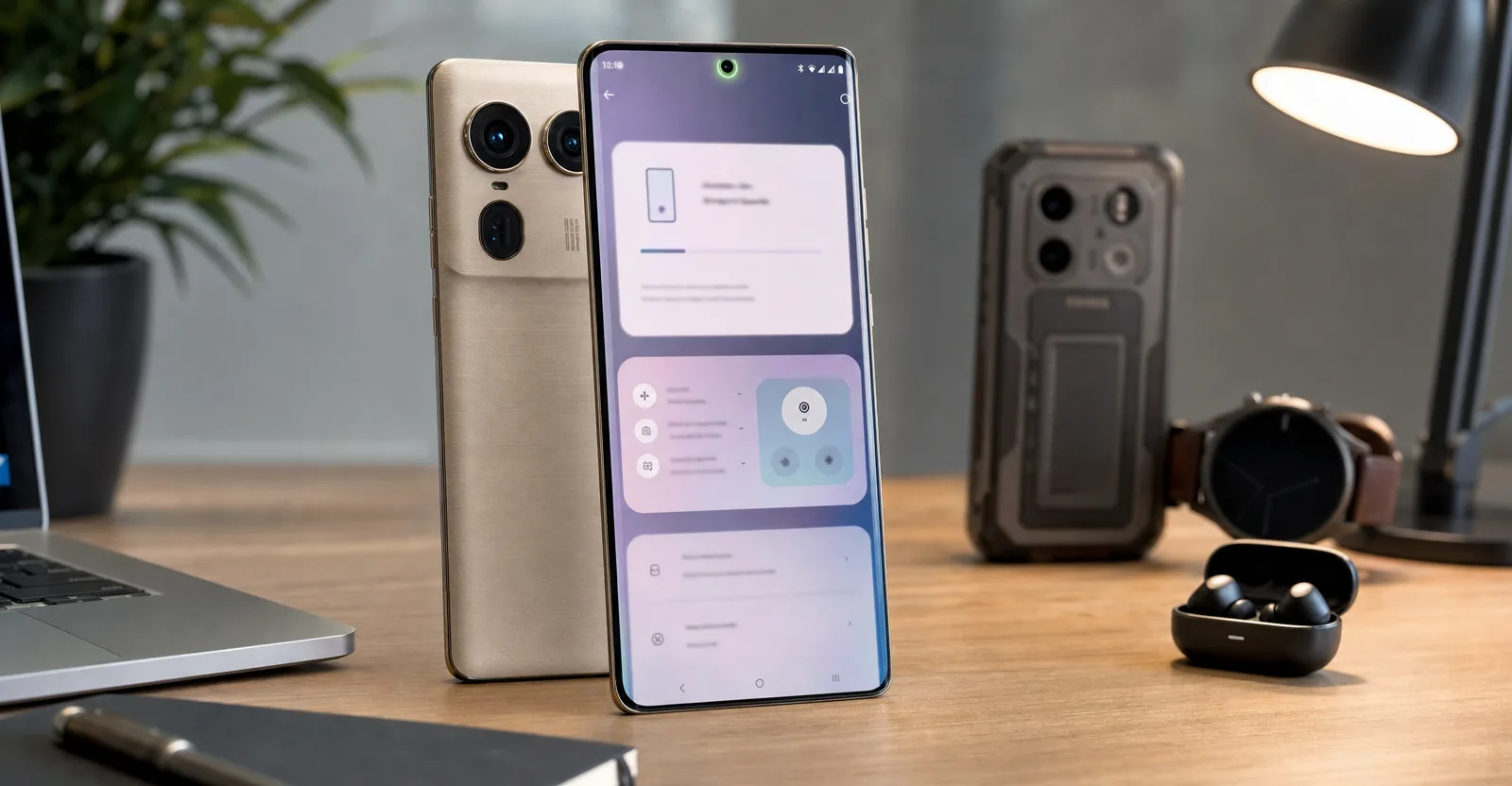 Immagine editoriale che rappresenta: Android 17 si sblocca su Edge 50 Ultra, mentre Samsung aggiorna XCover7, Watch4 e Buds3 Pro