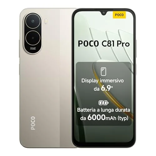 POCO C81 Pro, Smartphone 4+256GB, Oro, Batteria da 6000mAh(typ)