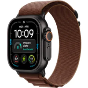 APPLE Watch Ultra 4 GPS + Cellular, cassa in Titanio Nero da (49 mm) con Alpine Loop color borgogna - Large