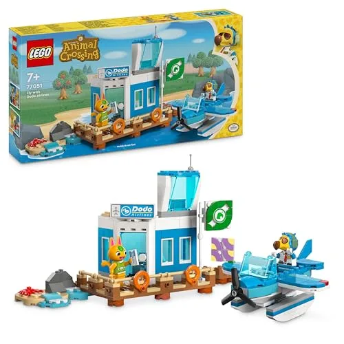 LEGO Animal Crossing In Volo con la Dodo Airlines, Aeroporto e Aereo Giocattolo da Costruire con 2 Personaggi della Serie di Videogiochi, Giochi per Bambine e Bambini da 7 Anni, Idea Regalo 77051